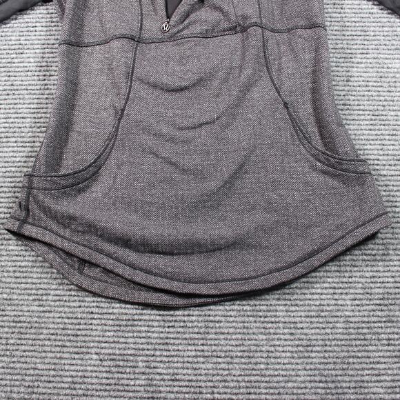 Lululemon 1/2 Zip Pullover Womens 8 Gray Herringbone Thumbholes Cuffins - Picture 3 of 10